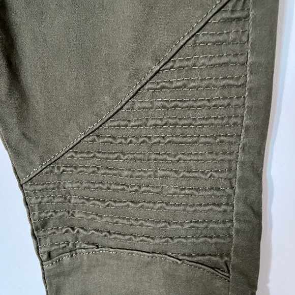 Olive Green Moto Skinny Jeans - Picture 3 of 7